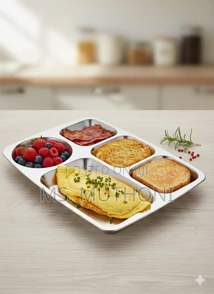 3 PCS 5 Partitions Stainless Steel Plate