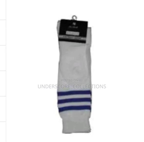 White Striped Athletic Socks Often Used for Football or Cheerleading - main view
