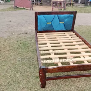 Blue and Brown Wood Bed 4x6