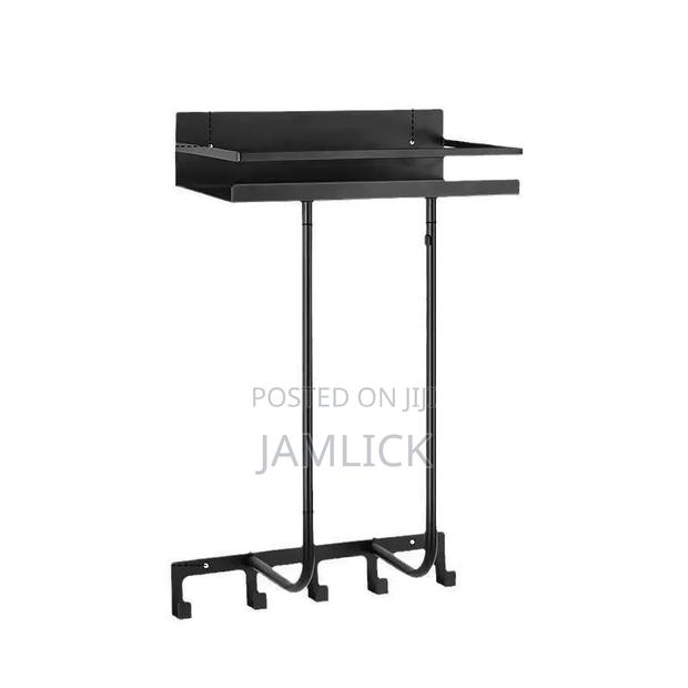 Multifunctional Bathroom Towel Holder With Metal Shelf 5 Hooks – Cr - thumbnail 3