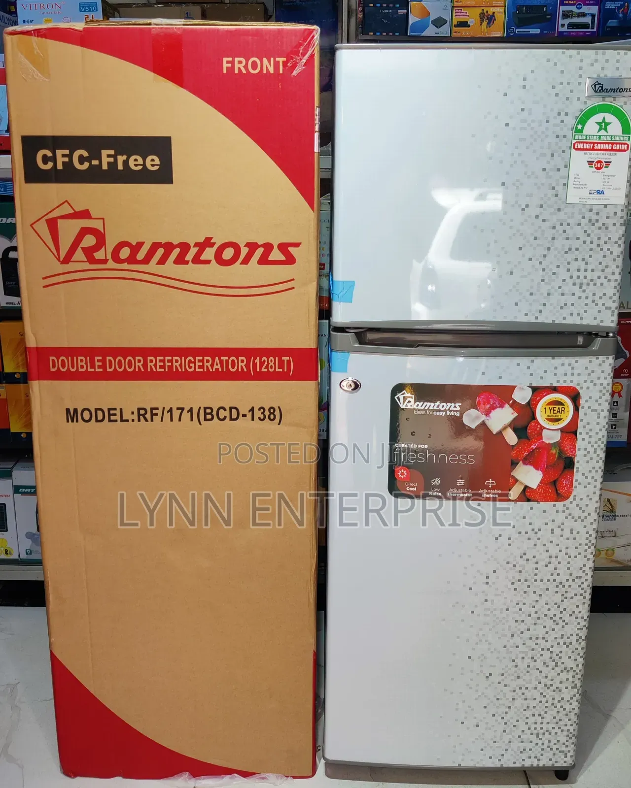 *Ramtons Fridge Double Fridge 128litres Rf171 Silver