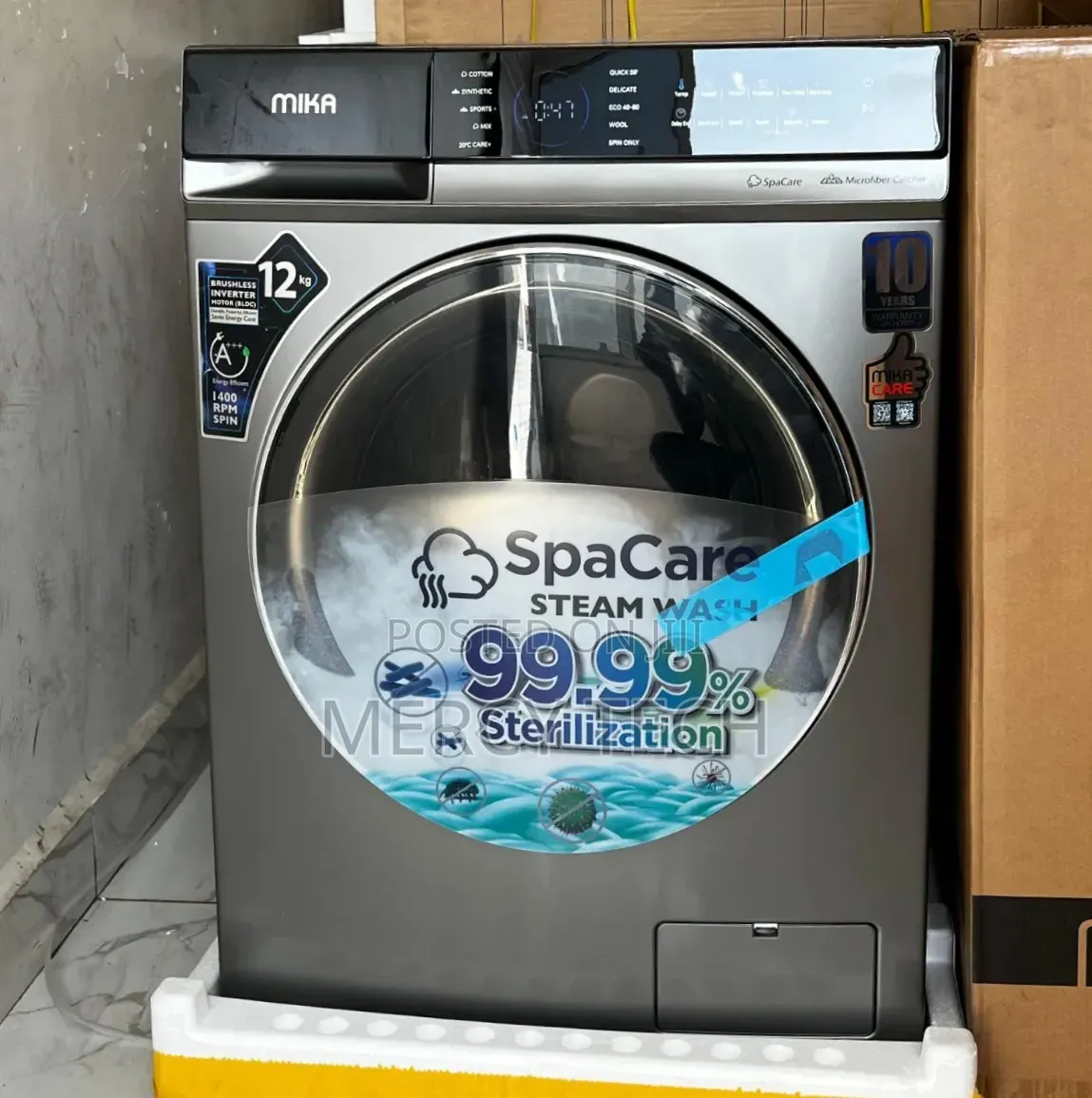 Mika 10kg Front Load Washing Machine With Spacare Steam Wash