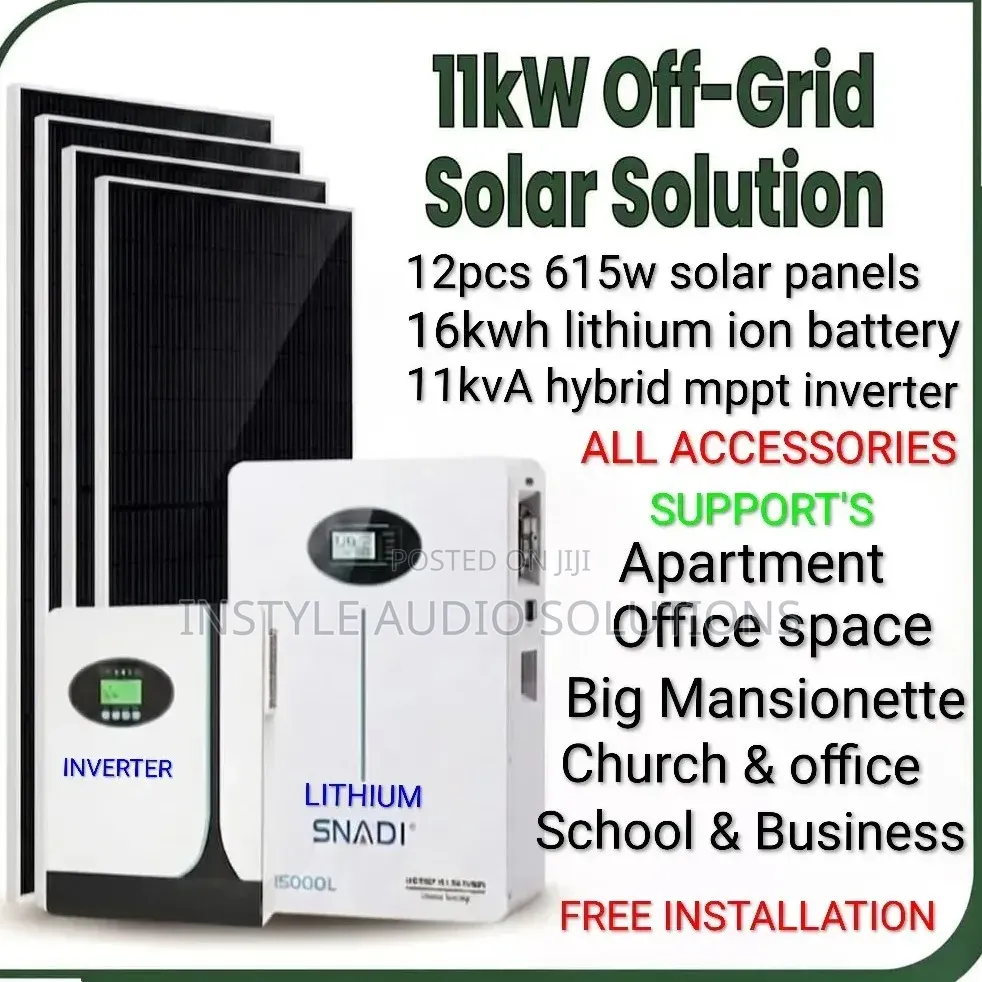 11kw Inverter - 16.36kwh Lithium Offgrid System(Apartment,Church Home)