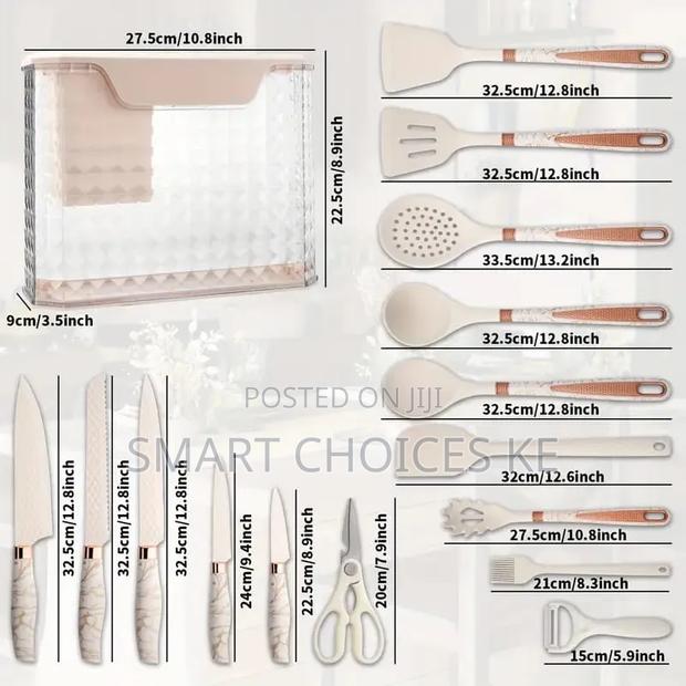 16pcs/Stainless Steel Kitchen Knife Silicone Kitchenware Set - thumbnail 3