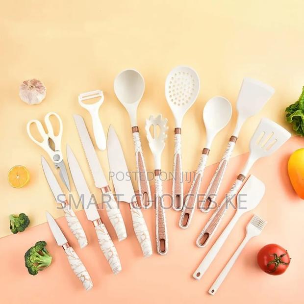 16pcs/Stainless Steel Kitchen Knife Silicone Kitchenware Set - thumbnail 4
