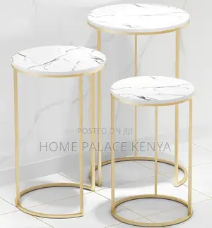 Nesting Table: Round Metal End Table With Gold Finish