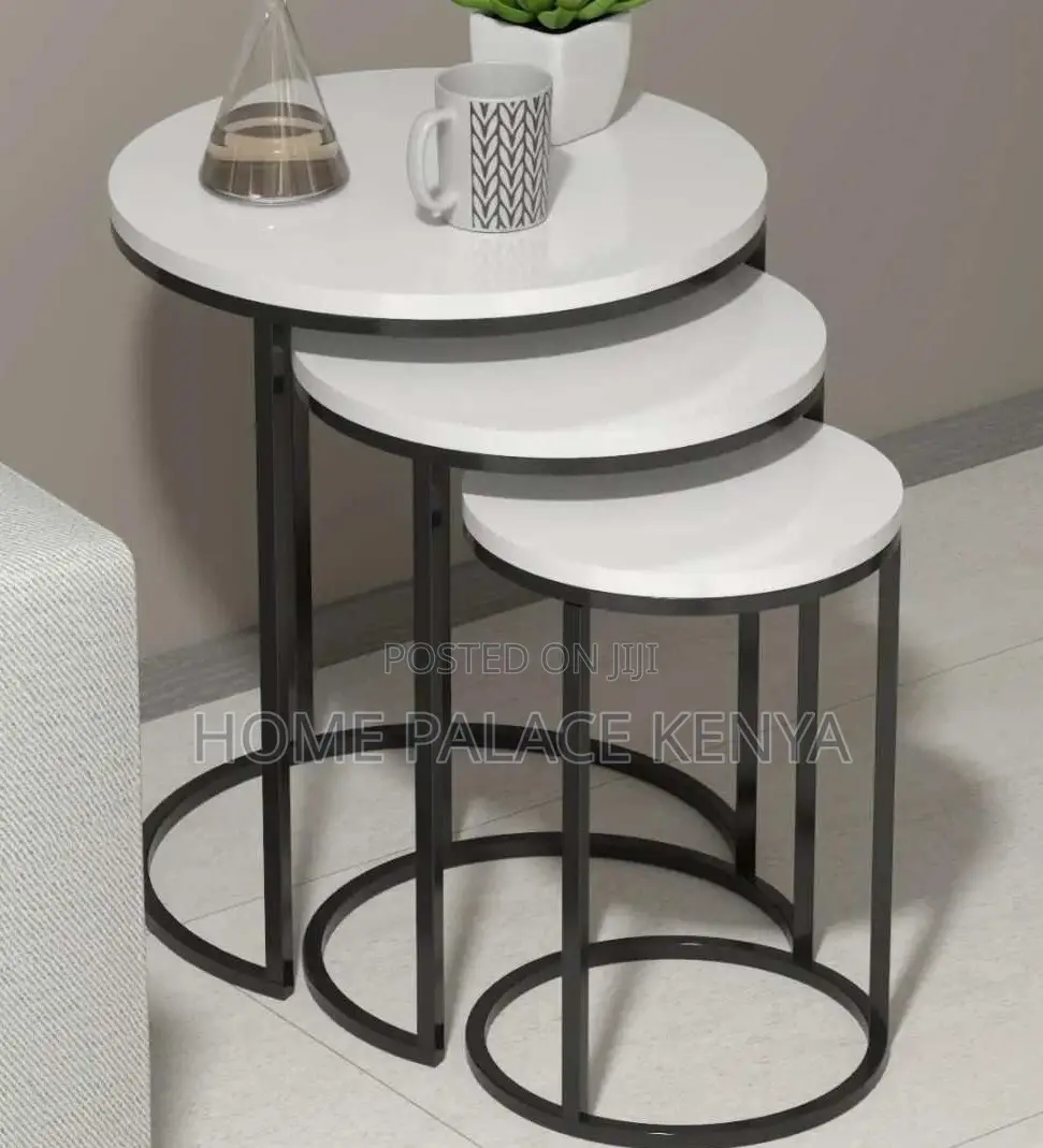 Nesting Table: Round Metal End Table With Gold Finish