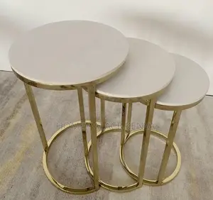Nesting Table: Round Metal End Table With Gold Finish