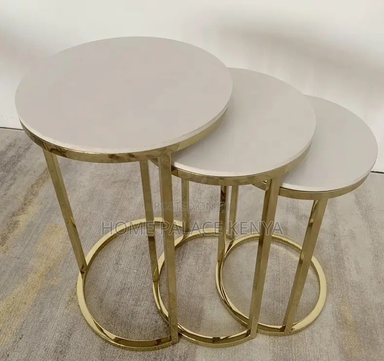 Nesting Table: Round Metal End Table With Gold Finish