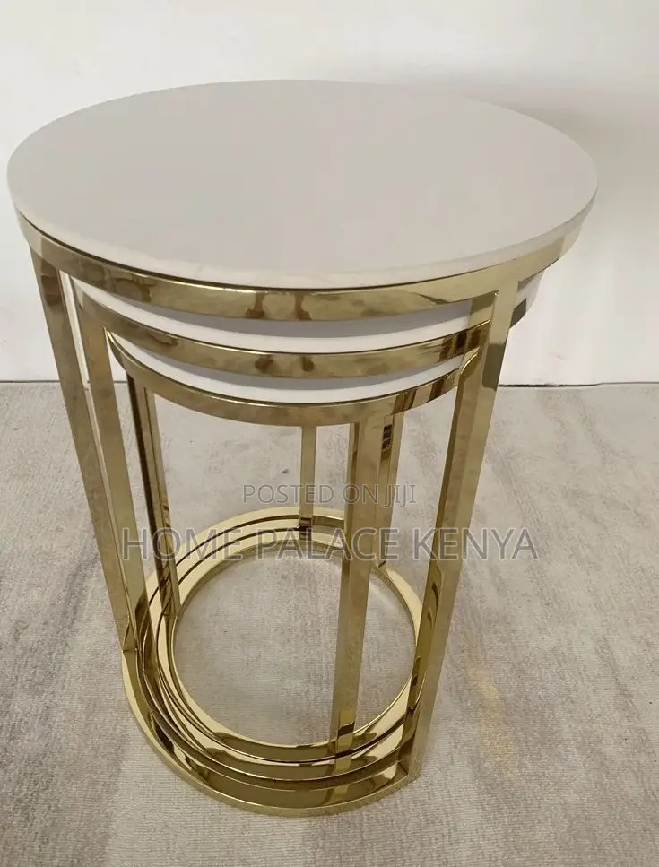 Nesting Table: Round Metal End Table With Gold Finish