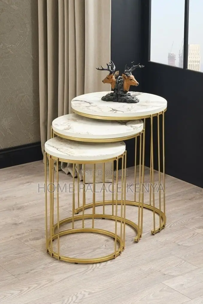 Nesting Table: Round Metal End Table With Gold Finish