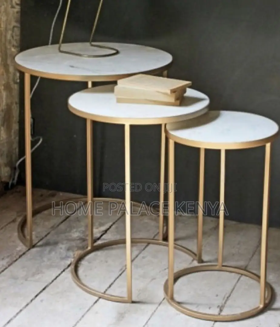 Nesting Table: Round Metal End Table With Gold Finish