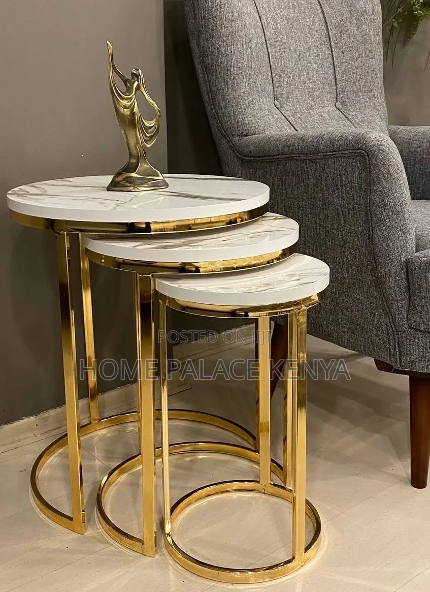 Nesting Table: Round Metal End Table With Gold Finish