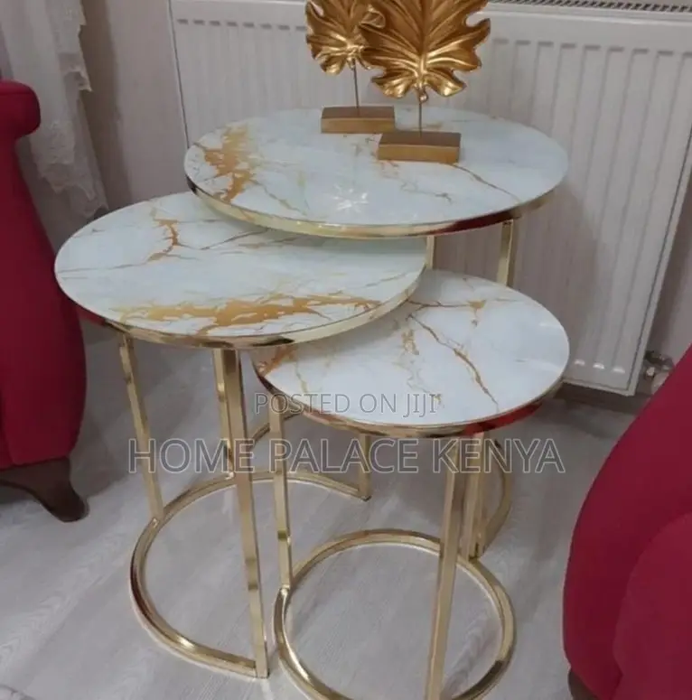 Nesting Table: Round Metal End Table With Gold Finish