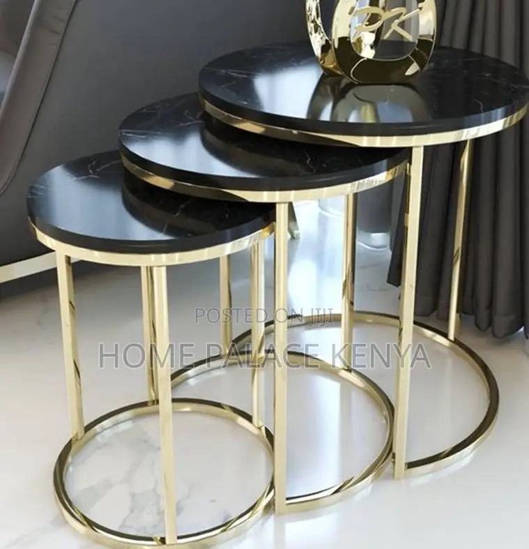 Nesting Table: Round Metal End Table With Gold Finish