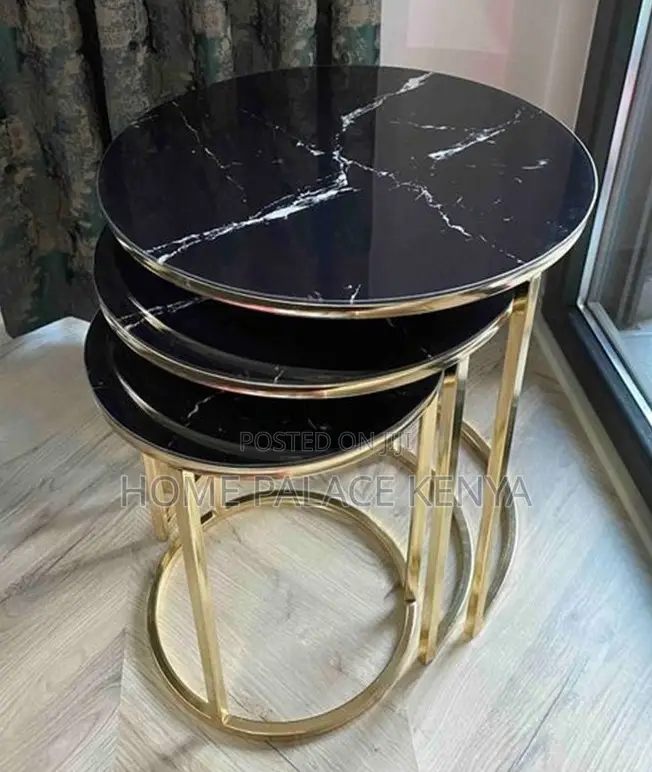 Nesting Table: Round Metal End Table With Gold Finish