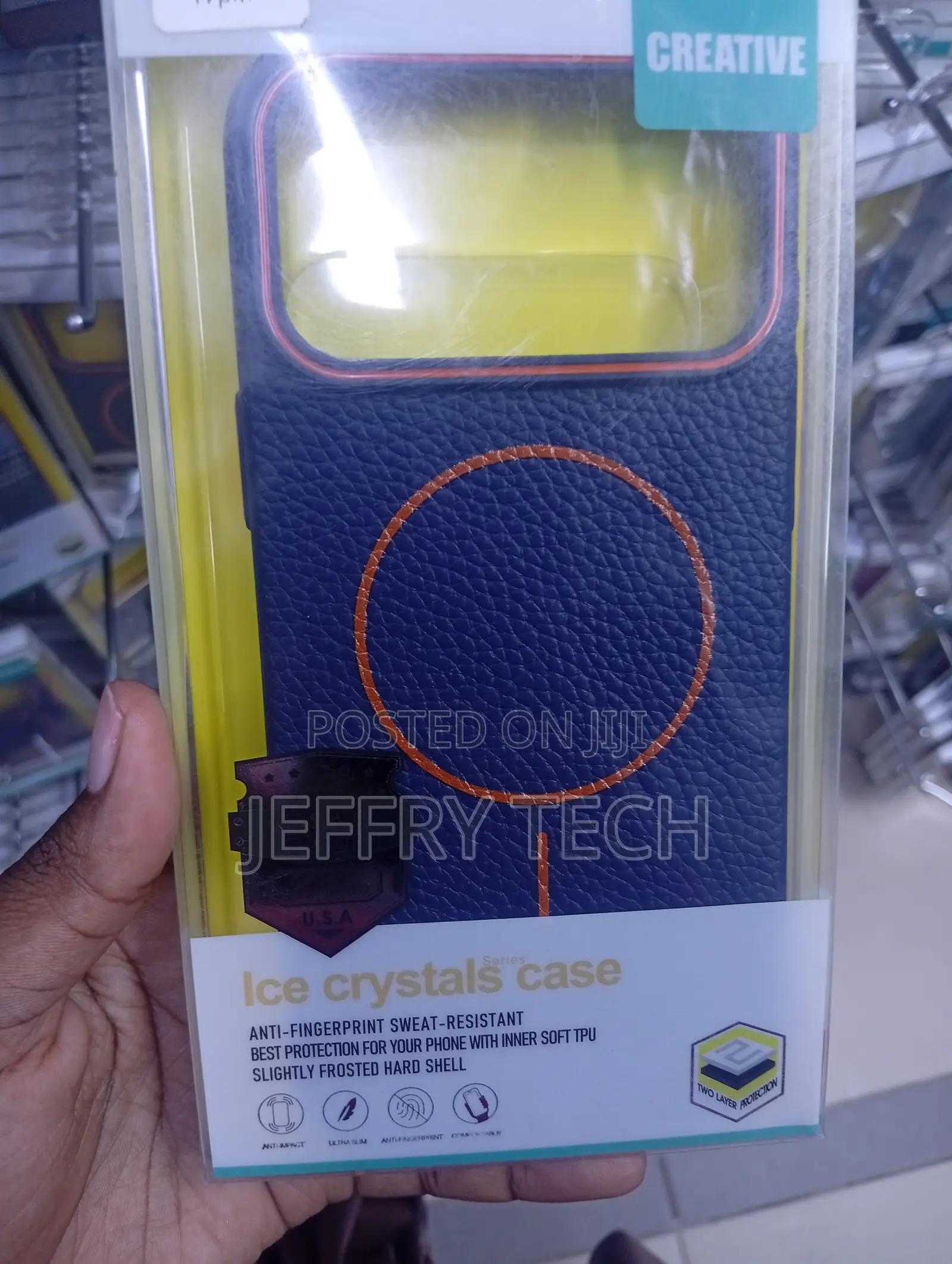 iPhone 17 Pro/Pro Max Magnetic Leather Case Blue Grained