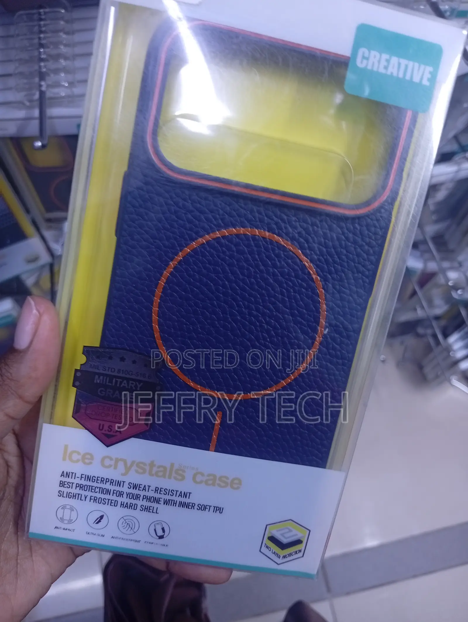 iPhone 17 Pro/Pro Max Magnetic Leather Case Blue Grained