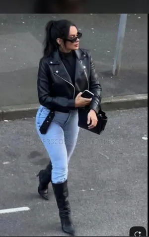 Ladies Plain Coloured Crop Leather Jacket