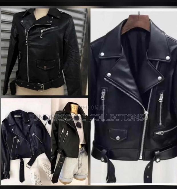 Ladies Plain Coloured Crop Leather Jacket - thumbnail 4