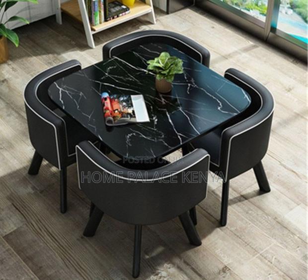 Dining Set: 4 Seater Stylish Square Marble Dining Table Set