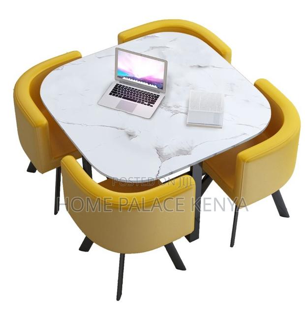 Dining Set: 4 Seater Stylish Square Marble Dining Table Set - thumbnail 2