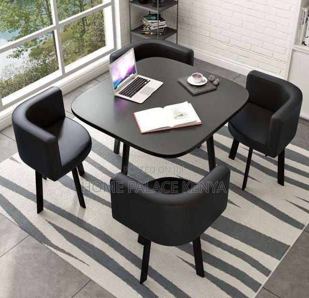 Dining Set: 4 Seater Stylish Square Marble Dining Table Set - thumbnail 3