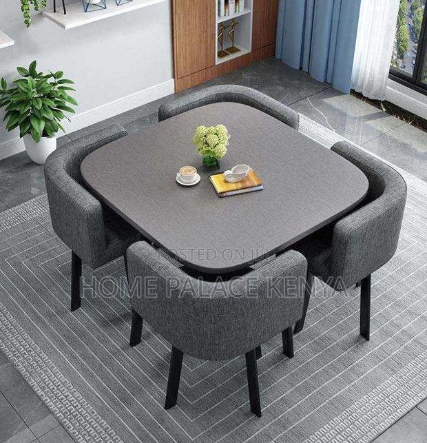 Dining Set: 4 Seater Stylish Square Marble Dining Table Set - thumbnail 4