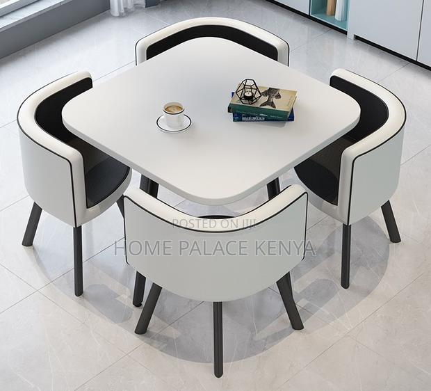 Dining Set: 4 Seater Stylish Square Marble Dining Table Set - thumbnail 5