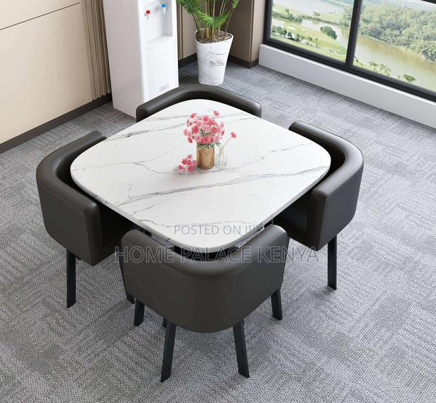 Dining Set: 4 Seater Stylish Square Marble Dining Table Set - thumbnail 14