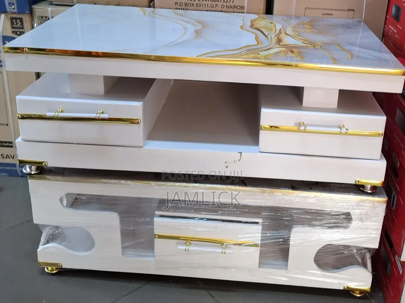 White Gold Marble Coffee Table –Pt