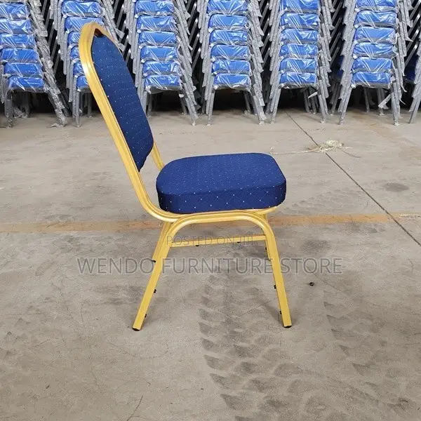 Office Chair : Banquet Chair With a Blue Patterned Cushion