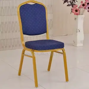 Office Chair : Banquet Chair With a Blue Patterned Cushion