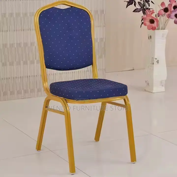 Office Chair : Banquet Chair With a Blue Patterned Cushion