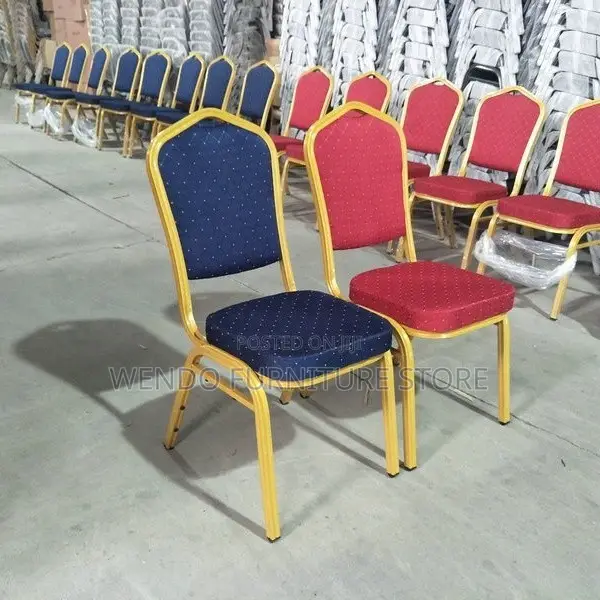 Office Chair : Banquet Chair With a Blue Patterned Cushion