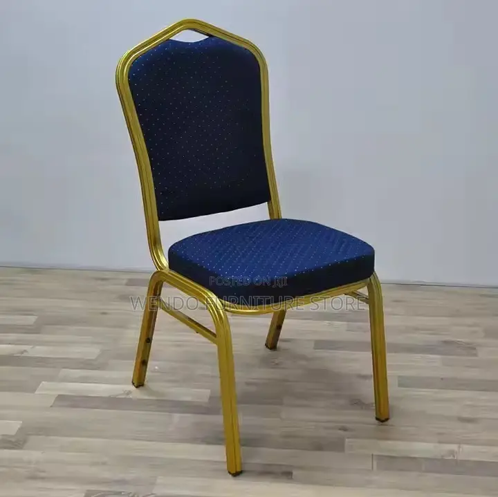 Office Chair : Banquet Chair With a Blue Patterned Cushion