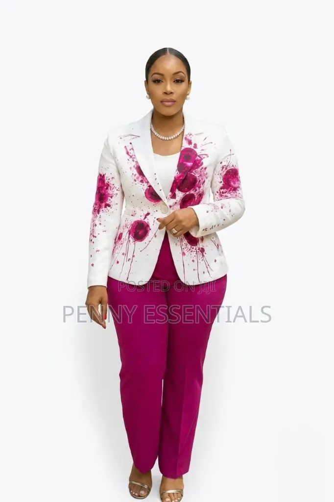 Artistic Splash Print Blazer Trouser Set