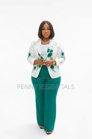 Artistic Splash Print Blazer Trouser Set