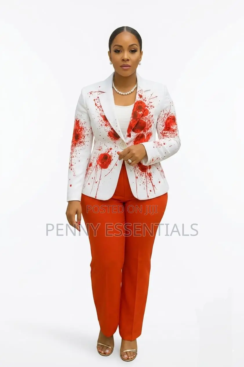 Artistic Splash Print Blazer Trouser Set