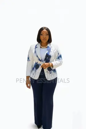 Artistic Splash Print Blazer Trouser Set