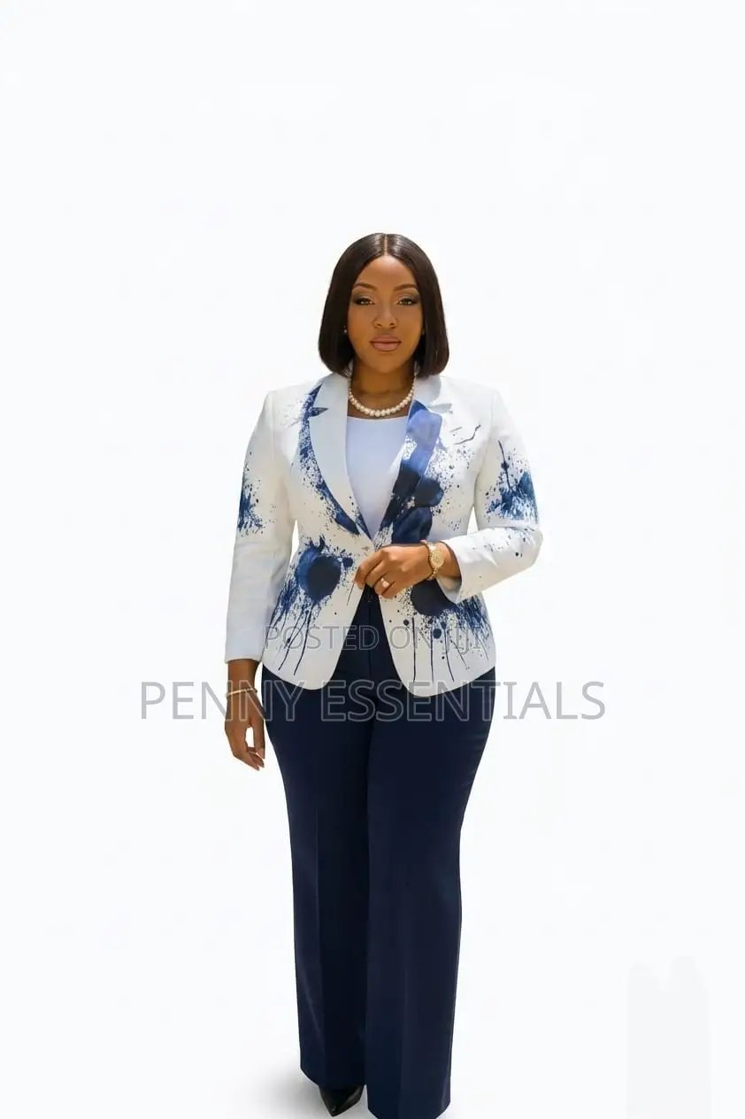 Artistic Splash Print Blazer Trouser Set
