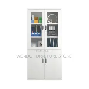 Office Cabinet :V5 White Metallic Office Filing Cabinet -Glass Door