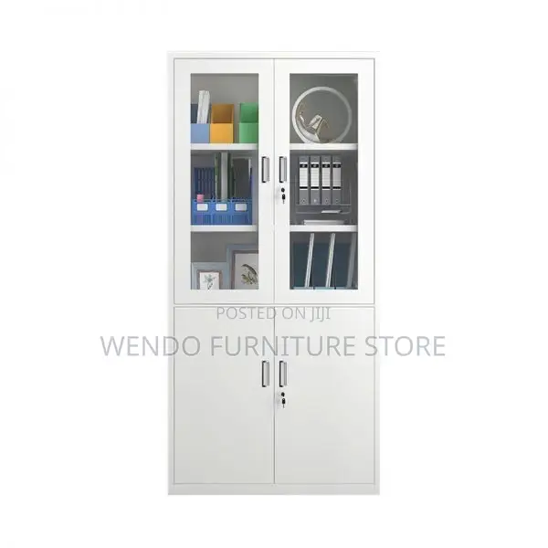 Office Cabinet :V5 White Metallic Office Filing Cabinet -Glass Door