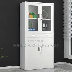 Office Cabinet :V5 White Metallic Office Filing Cabinet -Glass Door