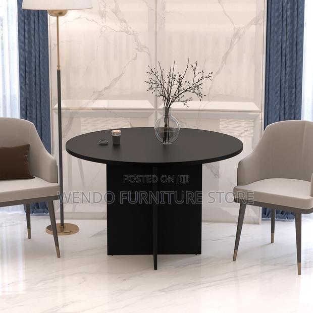 Office Table:1brown Laminate Round Meeting Table With a Pedestal Base, - thumbnail 8