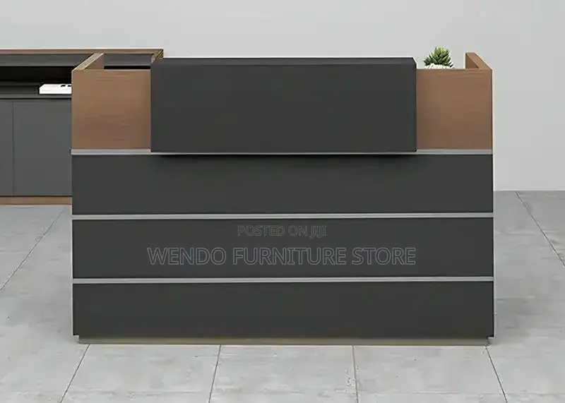 Office Desk : G1 Bisbon 1.6m Reception Counter (Brown Oak/Black)