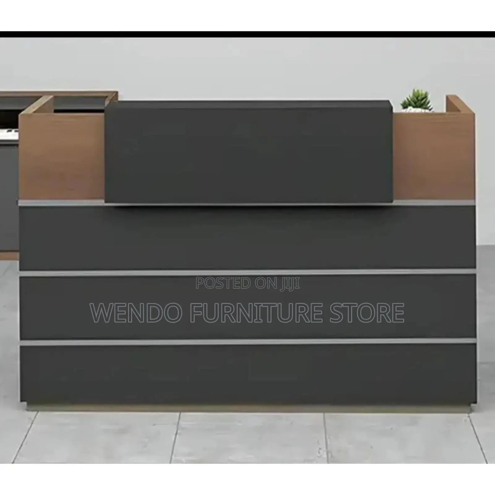 Office Desk : G1 Bisbon 1.6m Reception Counter (Brown Oak/Black)