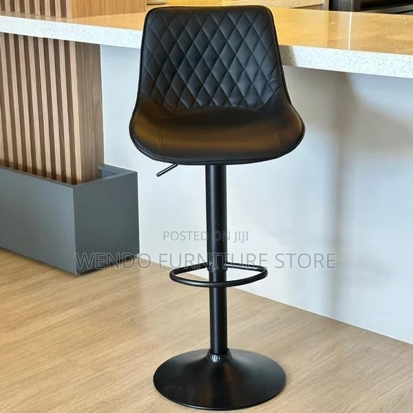Barstool : Black Diamond-Quilted Pu Leather Barstool, - thumbnail 5