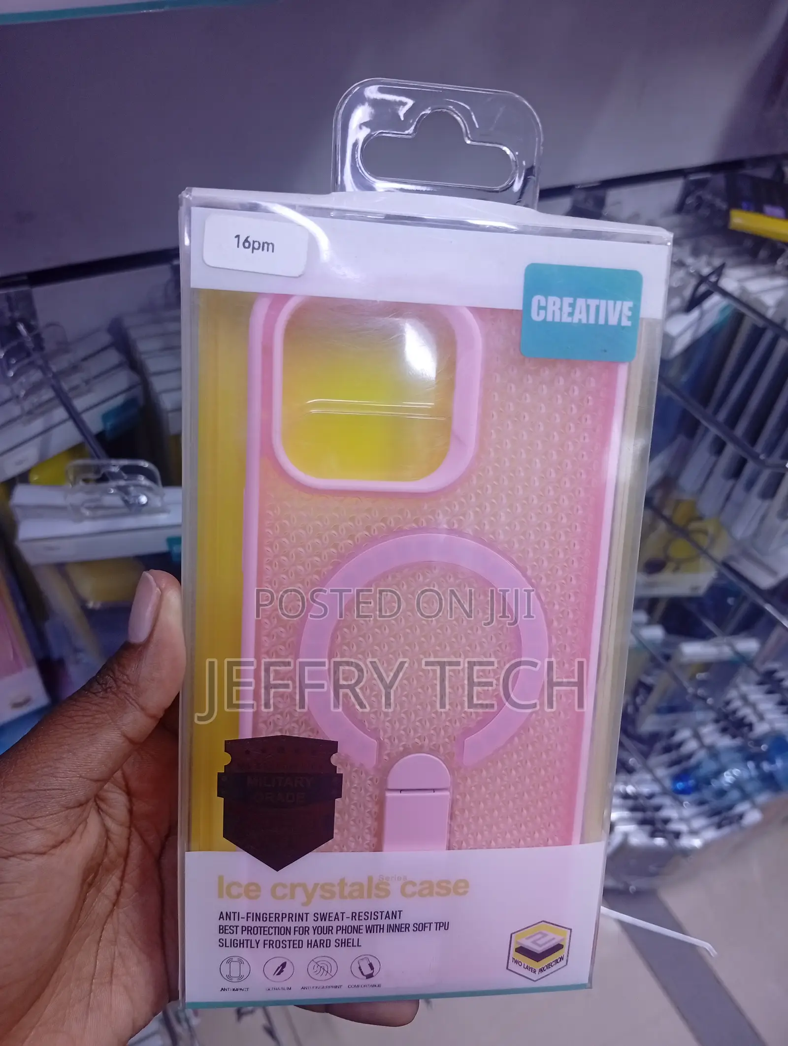 iPhone 16 Pro Max Light Pink Built-in Circular Magnetic Ring Case