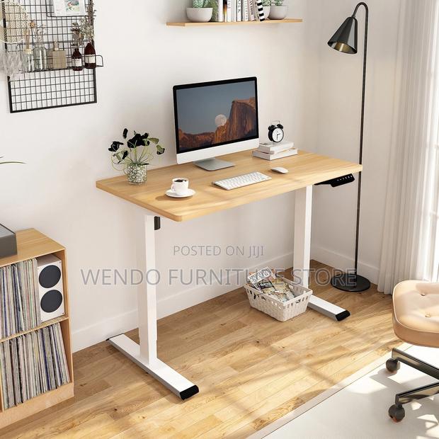 Office Desk : 1.2m Flexi Spot Standing Desk With a Brown Frame - thumbnail 6